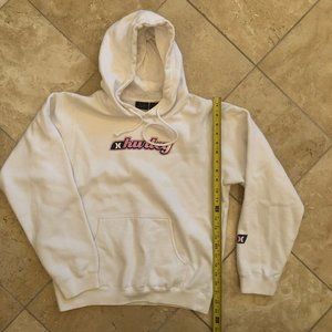 Hurley White/pink trim Ladies Hoodie Large EUC